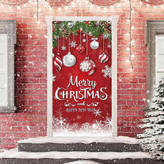 Lofaris Glitter Light Ball Red New Year Christmas Door Cover