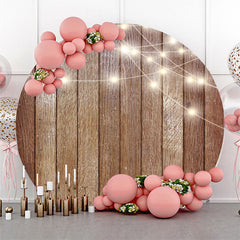 Lofaris Glitter Light Brown Wooden Round Backdrop For Partry