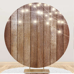 Lofaris Glitter Light Brown Wooden Round Backdrop For Partry