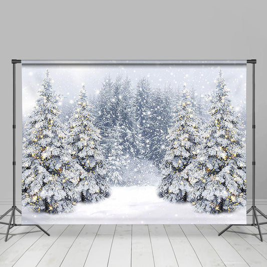 Lofaris Glitter Light Snow Forest Bokeh Winter Backdrop