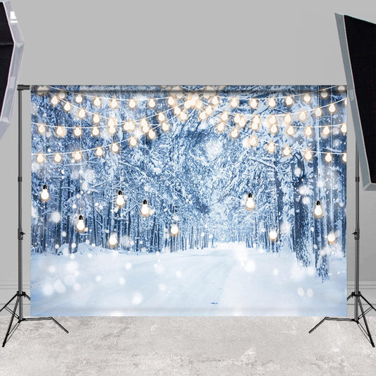 Lofaris Glitter Lights Snowy Forest Winter Scene Backdrops