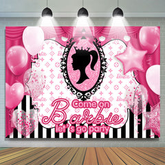 Lofaris Glitter Pink Balloon Barbie Birthday Party Backdrop
