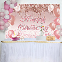 Lofaris Glitter Pink Balloons Gift Happy Birthday Backdrop