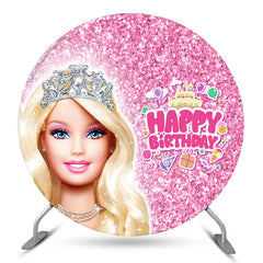 Lofaris Glitter Pink Diamond Girls Birthday Round Backdrop