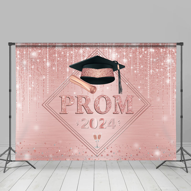 Lofaris Glitter Pink Diamonds Hat Graduation Prom Backdrop