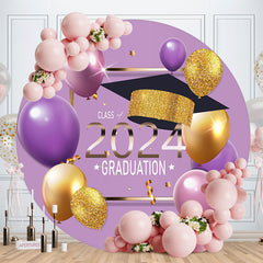 Lofaris Glitter Purple Class 2024 Graduation Round Backdrop