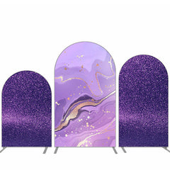 Lofaris Glitter Purple Golden Marbling Party Arch Backdrop Kit