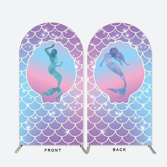 Lofaris Glitter Purple Mermaid Arch Backdrop For Birthday