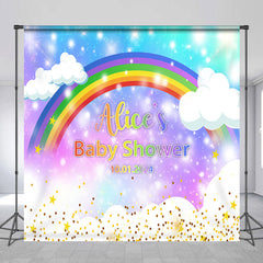 Lofaris Glitter Rainbow Custom Baby Shower Party Backdrop
