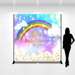 Lofaris Glitter Rainbow Custom Baby Shower Party Backdrop