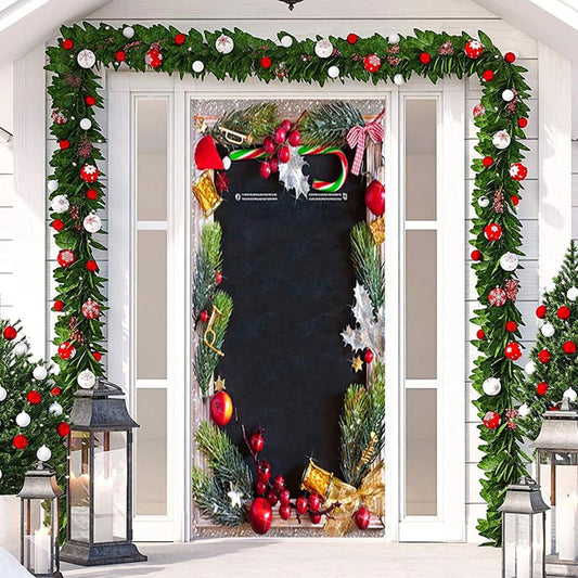 Lofaris Glitter Red Fruit Leaf Black New Year Door Cover