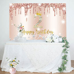 Lofaris Glitter Rose Gold 2nd Birthday Backdrop For Girl