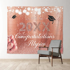 Lofaris Glitter Rose Gold Balloon Graduation Party Backdrop