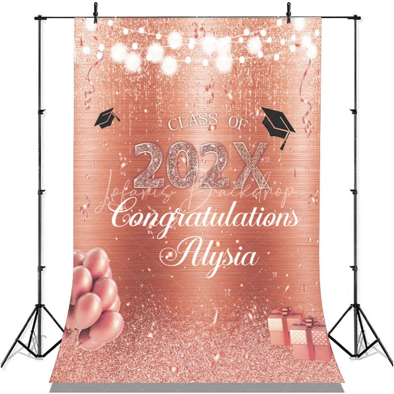 Lofaris Glitter Rose Gold Balloon Graduation Party Backdrop