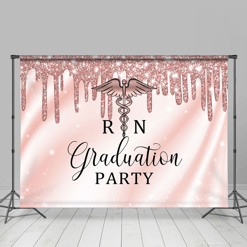Lofaris Glitter Rose Gold Girls Graduation Party Backdrop