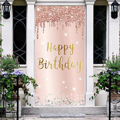 Lofaris Glitter Rose Gold Girls Happy Birthday Door Cover
