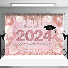 Lofaris Glitter Rose Pink Balloon Class 2024 Grad Backdrop