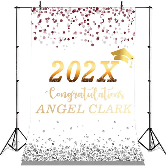 Lofaris Glitter Silver And Black Class Of 2022 Grad Backdrop