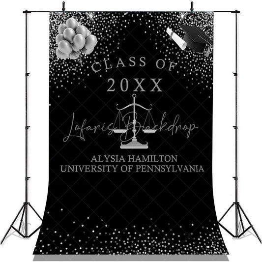 Lofaris Glitter Silver Balloons Ribbion Class Of 2022 Backdrop