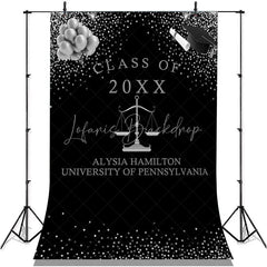 Lofaris Glitter Silver Balloons Ribbion Class Of 2022 Backdrop