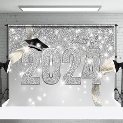 Lofaris Glitter Silver Class Of 2024 Graduation Backdrop