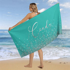 Lofaris Glitter Silver Custom Name Summer Beach Towel