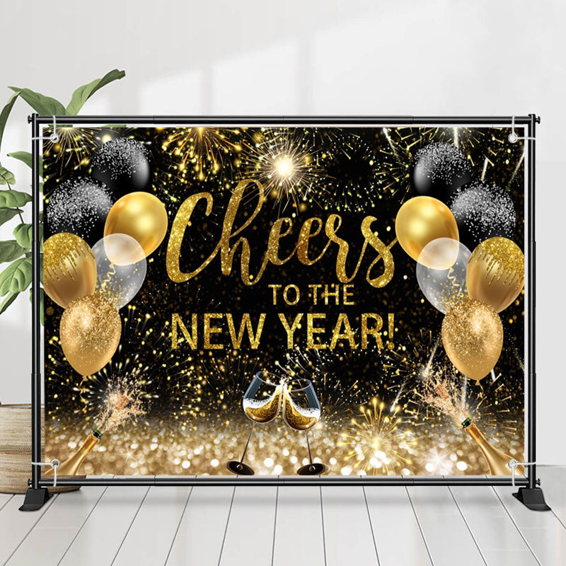 Lofaris Glitter Sparkle Cheers To The New Year Backdrop