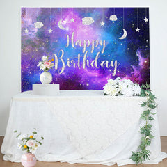 Lofaris Glitter Starry Purple Galaxy Happy Birthday Backdrop