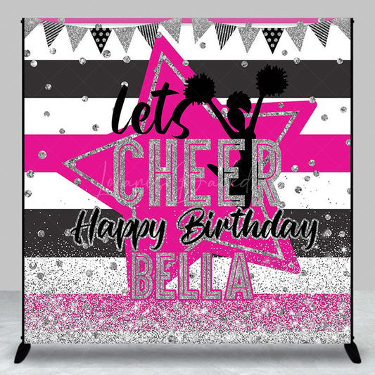 Lofaris Glitter Stripe Star Cheer Up Custom Birthday Backdrop