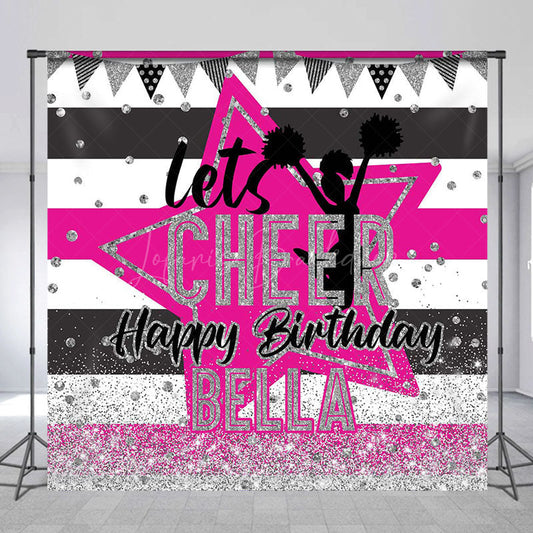 Lofaris Glitter Stripe Star Cheer Up Custom Birthday Backdrop