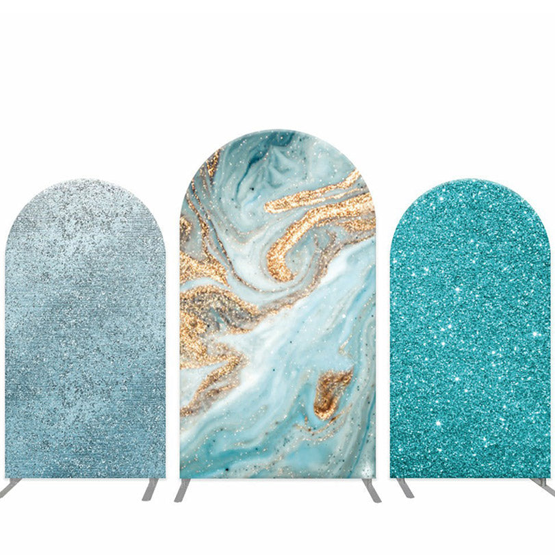 Lofaris Glitter Tear Blue Marbling Arch Backdrop Kit For Party