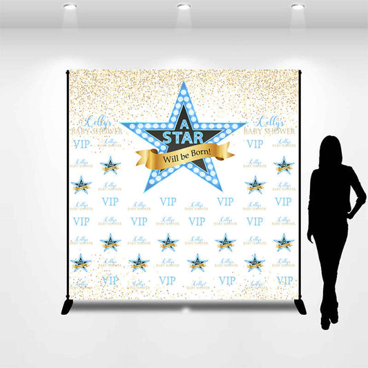 Lofaris Glitter Vip Stars Repeat Custom Baby Shower Backdrop