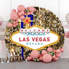 Lofaris Glitter Welcome To Las Vegas Fabulous Round Backdrop