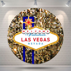Lofaris Glitter Welcome To Las Vegas Fabulous Round Backdrop