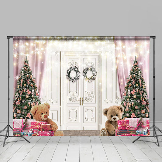 Lofaris Glitter White Door Xmas Tree Gift Christmas Backdrop