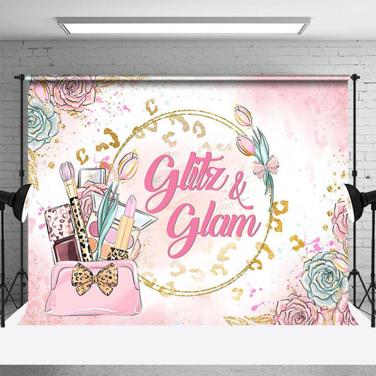 Lofaris Glitz Glam Pink Floral Make Up Backdrop For Girl