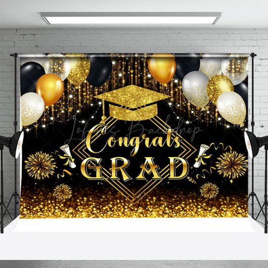 Lofaris Gloden Glitter Balloon Tassel Graduation Backdrop