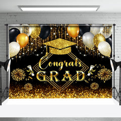 Lofaris Gloden Glitter Balloon Tassel Graduation Backdrop