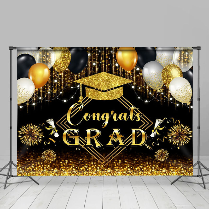 Lofaris Gloden Glitter Balloon Tassel Graduation Backdrop