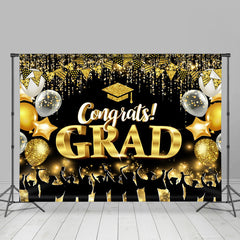 Lofaris Gloden Glitter Tassel Balloon Graduation Backdrop
