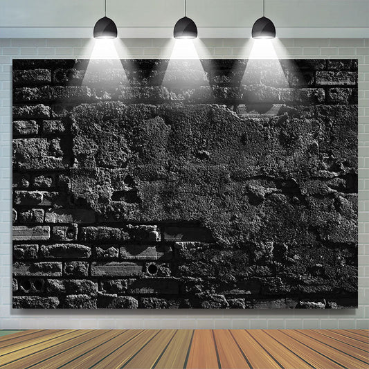 Lofaris Gloomy Black Brick Wall Portrait Photo Backdrop