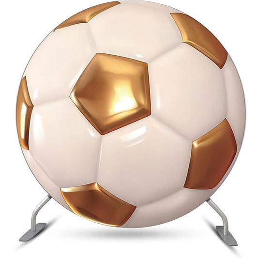 Lofaris Glossy Golden White Football Round Birthday Backdrop