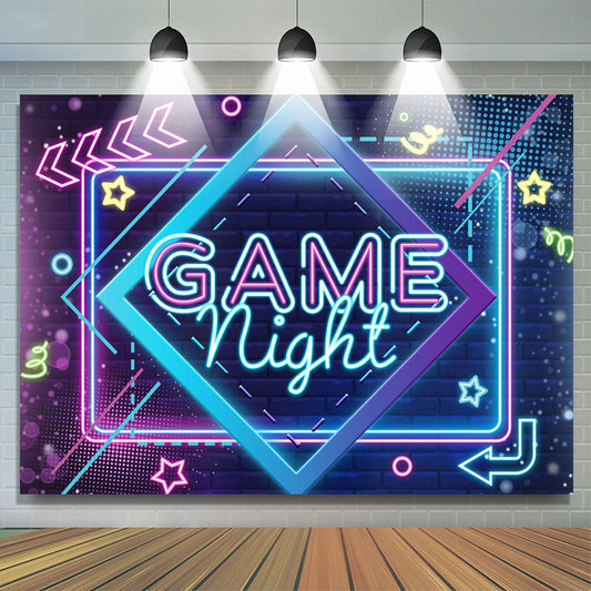 Lofaris Glow Neon Star Game Night Birthday Party Backdrop