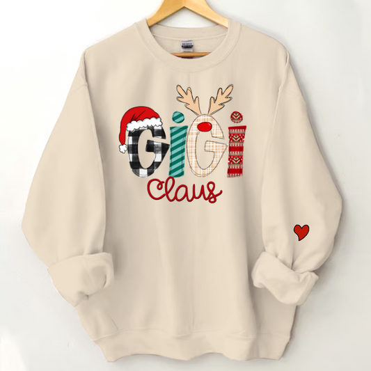 Lofaris Gma Claus Christmas Pattern Custom Name Sweatshirt