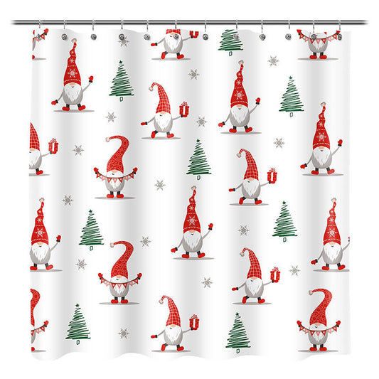Lofaris Gnome Cedar Step And Repeat Christmas Shower Curtain