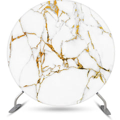 Lofaris Gold And White Marble Style Round Birthday Backdrop