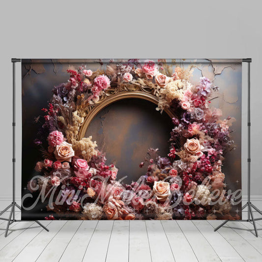 Lofaris Gold Arch Peeling Wall Colorful Flower Backdrop