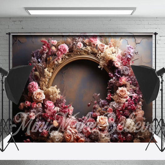 Lofaris Gold Arch Peeling Wall Colorful Flower Backdrop