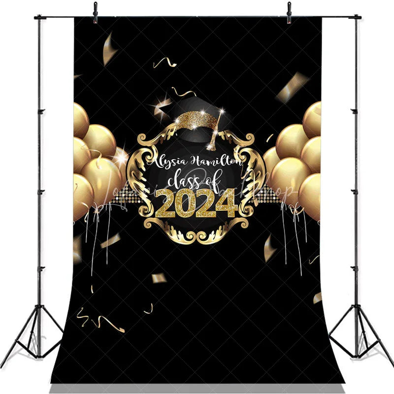 Lofaris Gold Ballons And Black Class Of 2022 Party Backdrop
