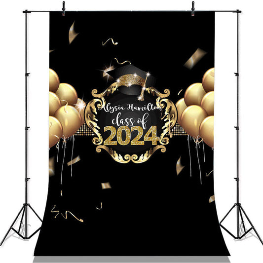 Lofaris Gold Ballons And Black Class Of 2022 Party Backdrop
